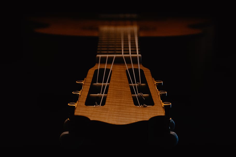 Selective Focus Photograph of Guitar Headstock, classic, classical guitar, HD wallpaper