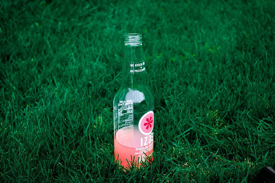 grass, plant, bottle, drink, beverage, pop bottle, soda, glass, HD wallpaper