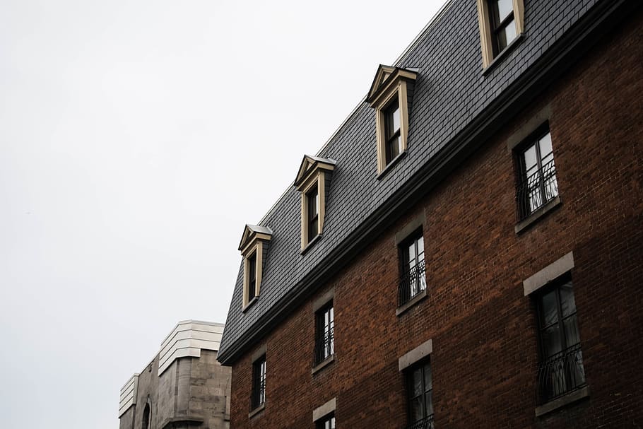 canada, montreal, cloudy, plain, desaturated, brick, house HD wallpaper
