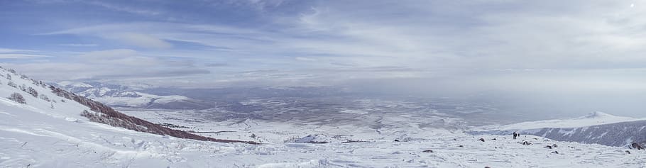 winter, mountain, panorama, landscape, mountains, nature, sky HD wallpaper