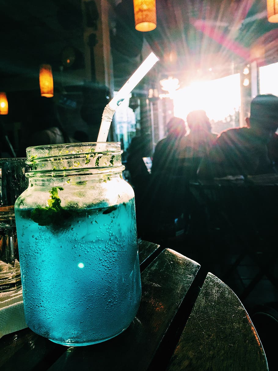 mojito, cafe, evening, sunset, drink, food and drink, refreshment HD wallpaper