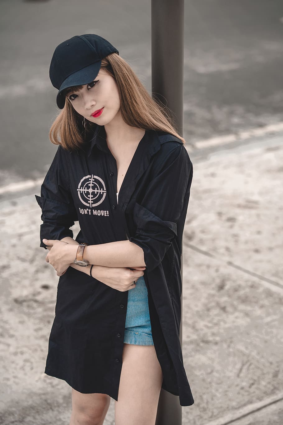 woman wearing black long-sleeved dress, apparel, clothing, person, HD wallpaper