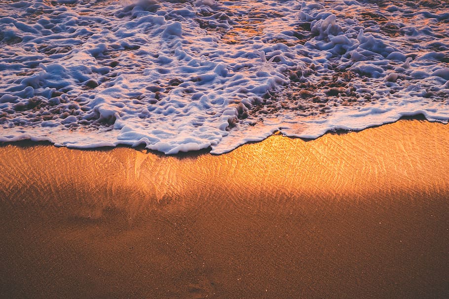 sea waves view, water, outdoors, ocean, nature, sand, shoreline HD wallpaper