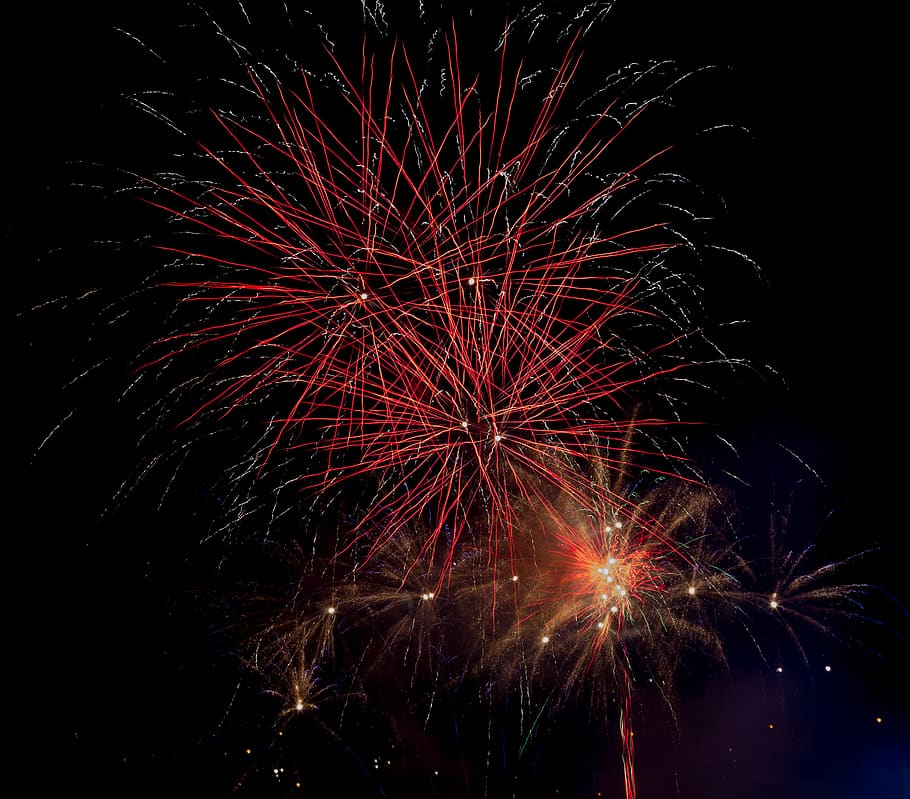 australia, canberra, fireworks, night, celebration, illuminated HD wallpaper