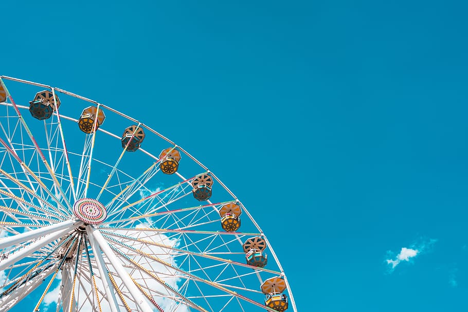 Ferris Wheel Amusement Park with Place for Text, blue, colors, HD wallpaper