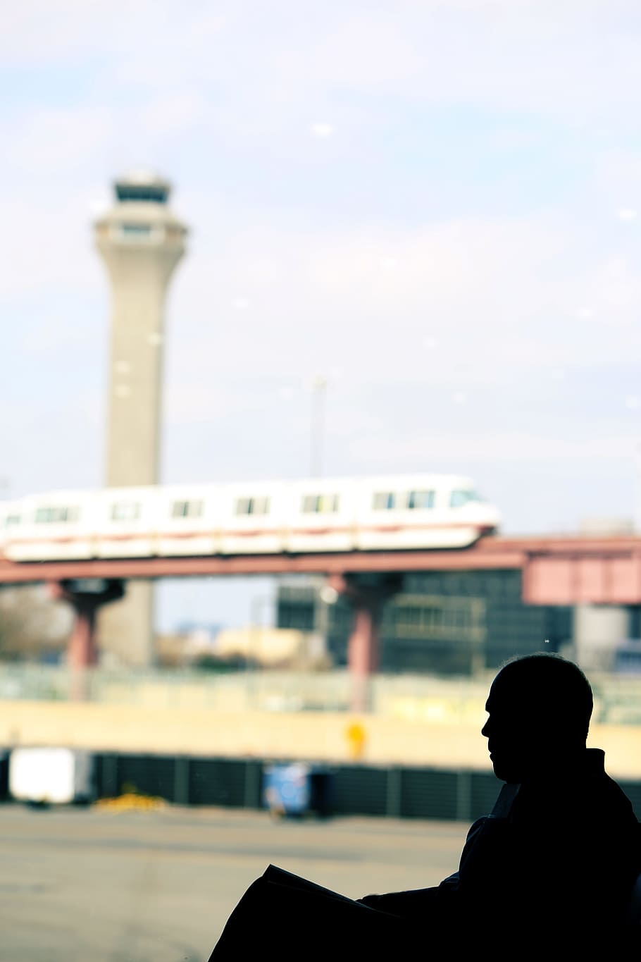 train, man, shadow, city, building, road, street, engineering HD wallpaper