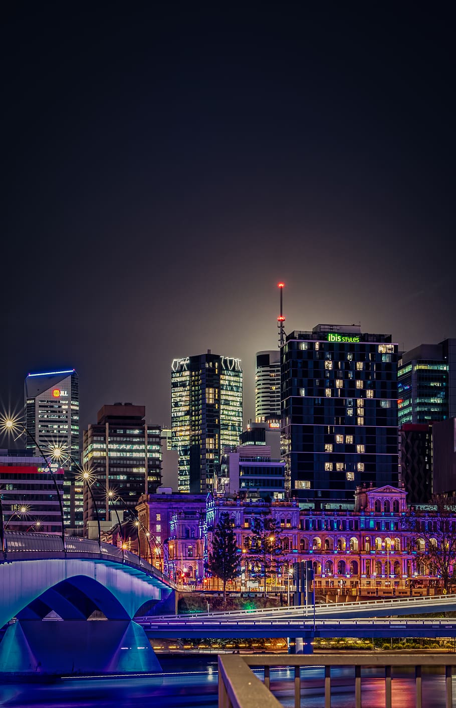 nighttime city skyline, building, urban, town, downtown, metropolis HD wallpaper