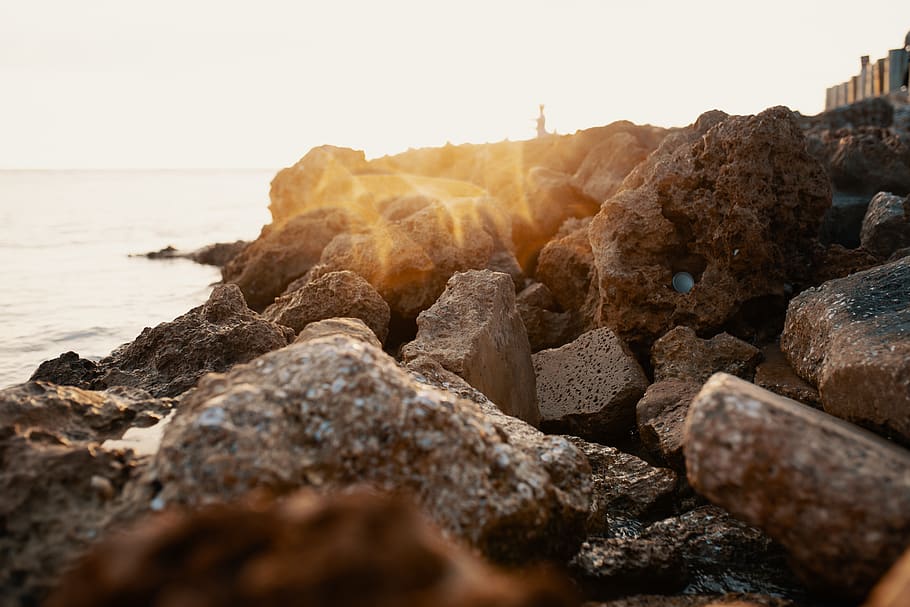 Photo Of Rocks, seashore, solid, rock - object, sky, nature, water HD wallpaper
