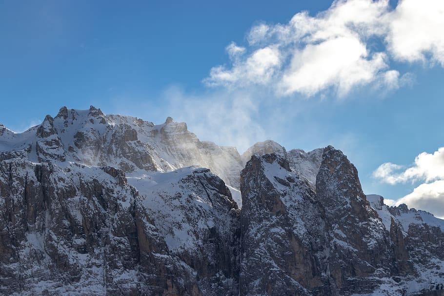 Snowy Mountain, adventure, blue sky, climb, clouds, cold, daylight HD wallpaper