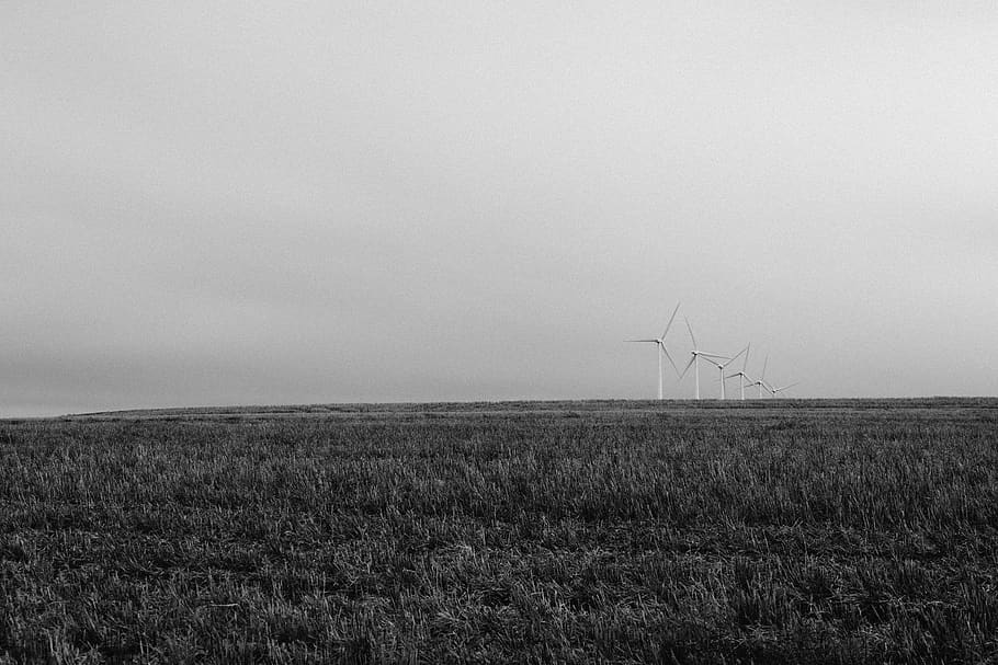 desert, windmill, oregon, empty, vast, black and white, bandw HD wallpaper