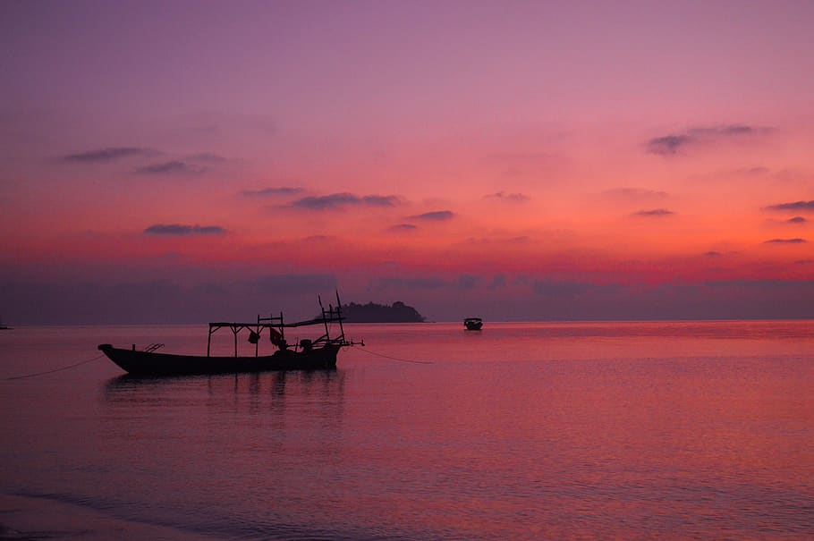 asia, southeast asia, beautiful, thailand, boat, sunset, colours, HD wallpaper