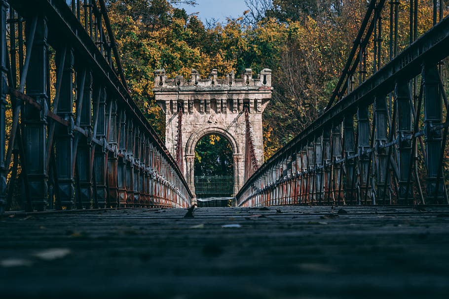 empty bridge during daytime, path, walkway, building, railing HD wallpaper