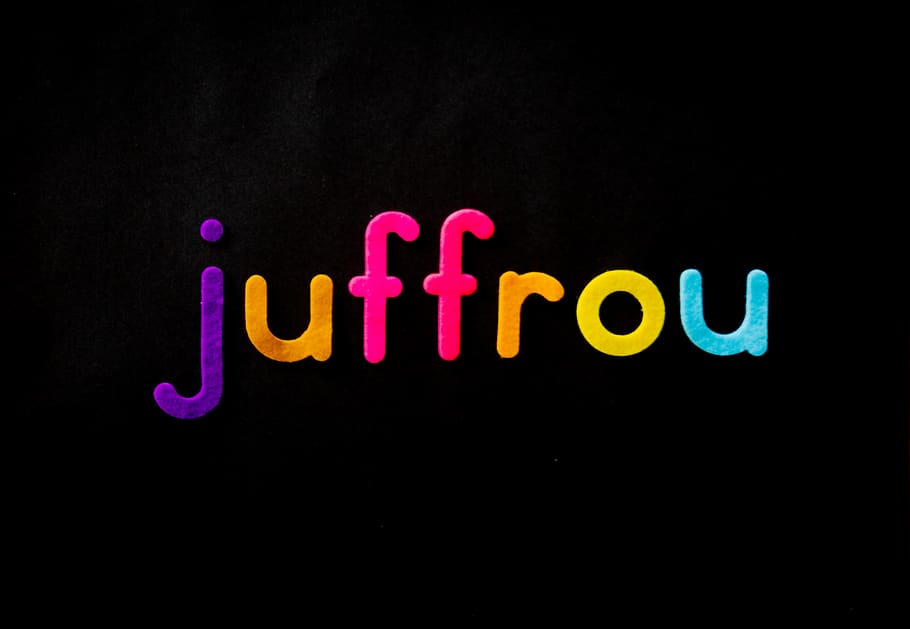 Black Background With Juffrou Text Overlay, alphabets, bright HD wallpaper