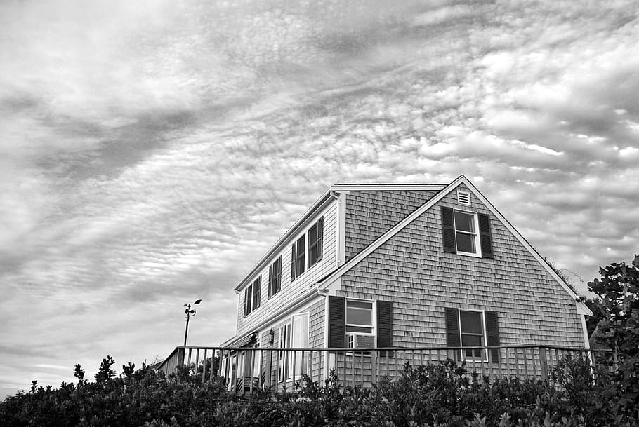 united states, barnstable county, beach house, cape cod, clouds, HD wallpaper