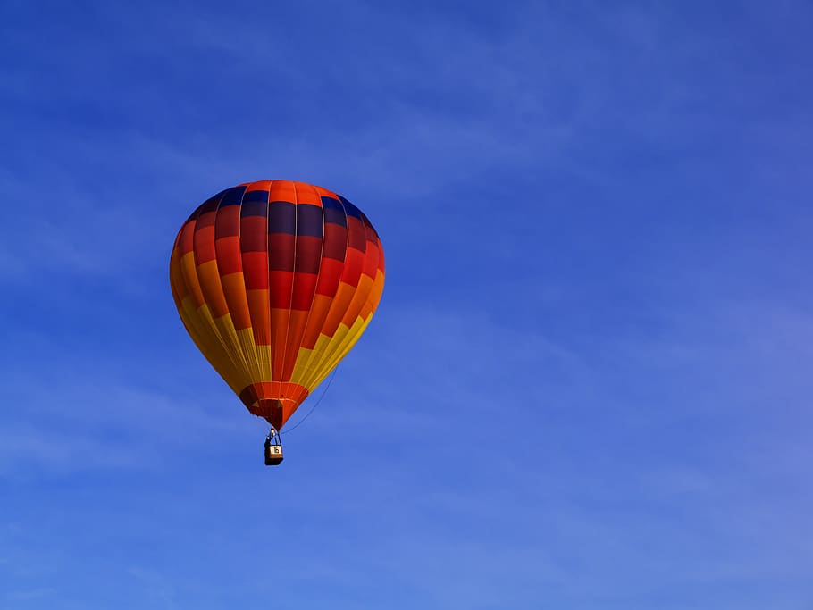 still, items, things, hot, air, balloon, fly, sky, clouds, minimalist HD wallpaper
