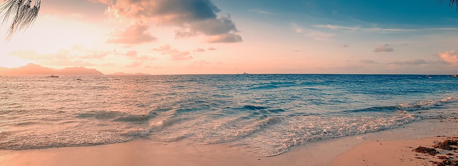seychelles, panorama, sea, ocean, holiday, sand, an island, HD wallpaper