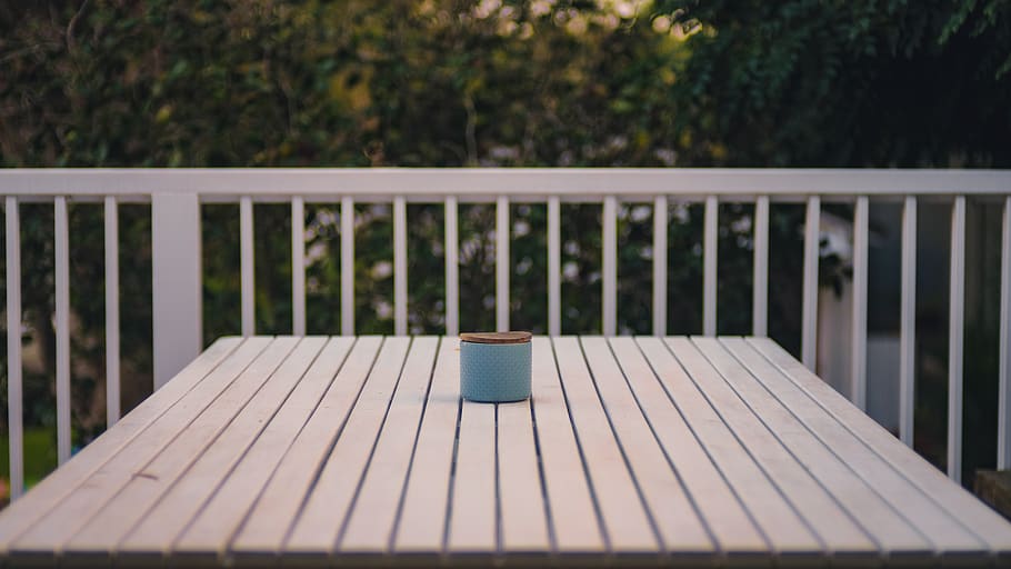 square white wooden table, absence, no people, railing, wood - material HD wallpaper