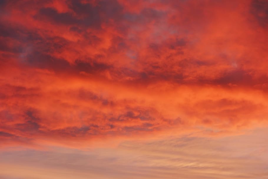 Cumulus Clouds, daylight, heaven, natural, nature, orange, red HD wallpaper