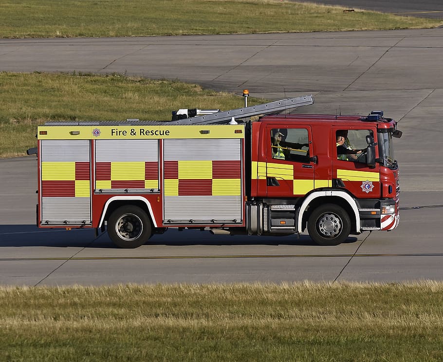 red Firetruck, transportation, mode of transportation, land vehicle HD wallpaper