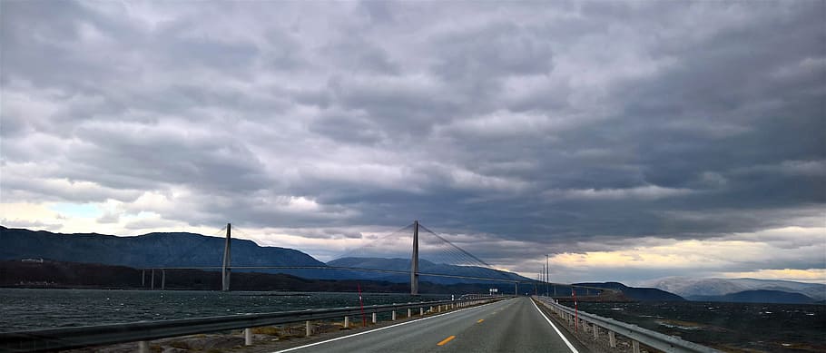Landscape Photo of Road, asphalt, blur, bridge, clouds, cloudy sky HD wallpaper