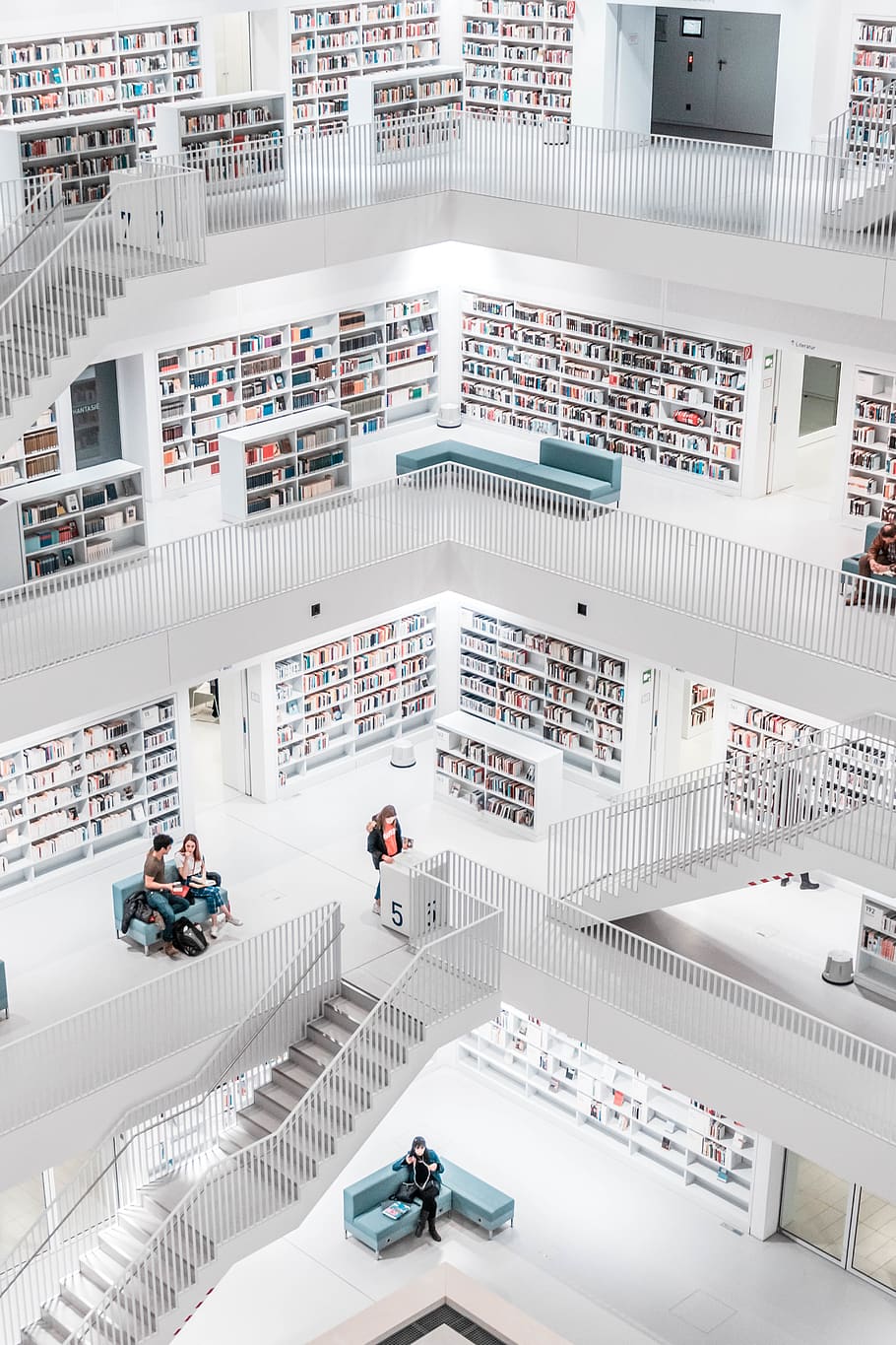 people inside library, architecture, built structure, high angle view HD wallpaper