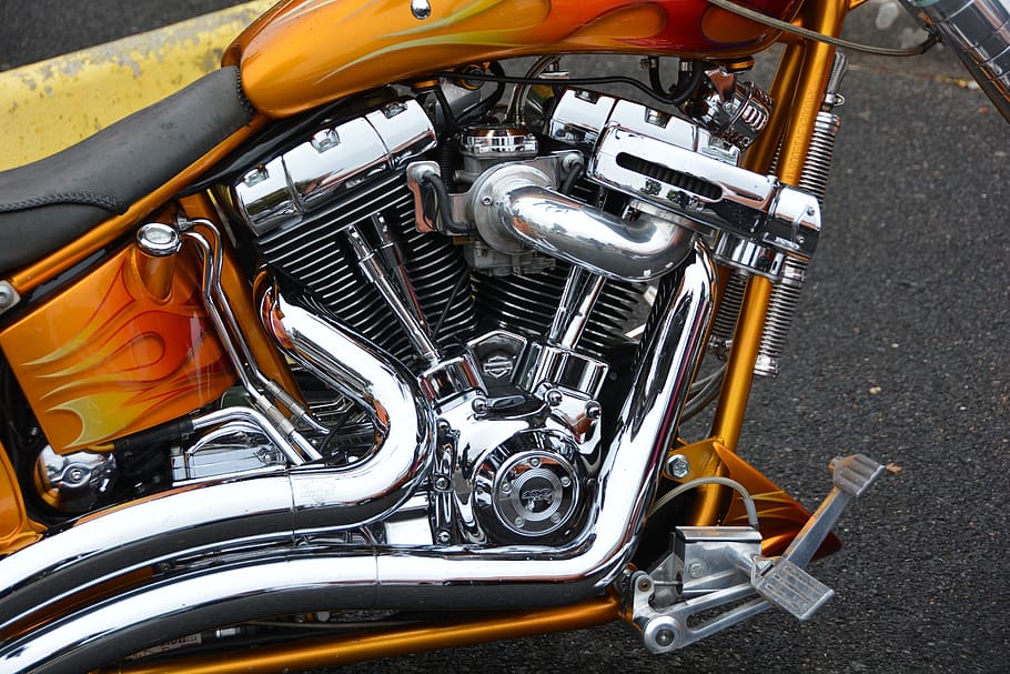 motorcycle, engine, chrome, large-displacement, transportation HD wallpaper