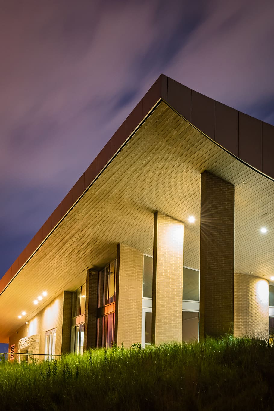 night, evening, sky, long exposure, blur, building, beach, brick HD wallpaper