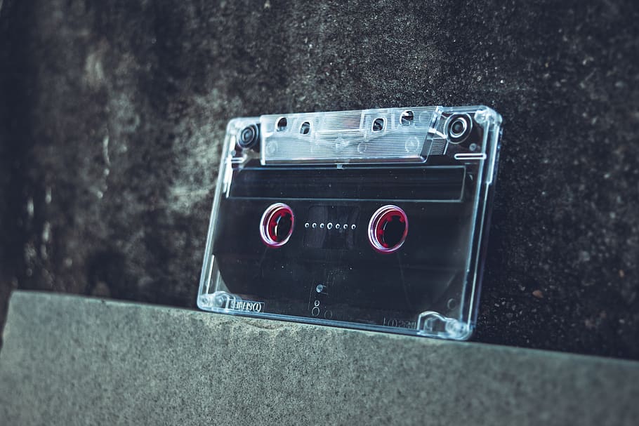 Cassette Tape On Concrete Surface, retro, technology, close-up HD wallpaper