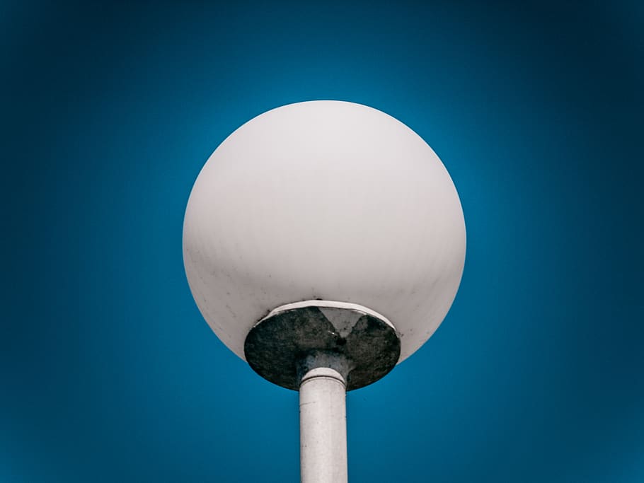 spain, vinaròs, circle, round, white, contrast, blue, lamp HD wallpaper