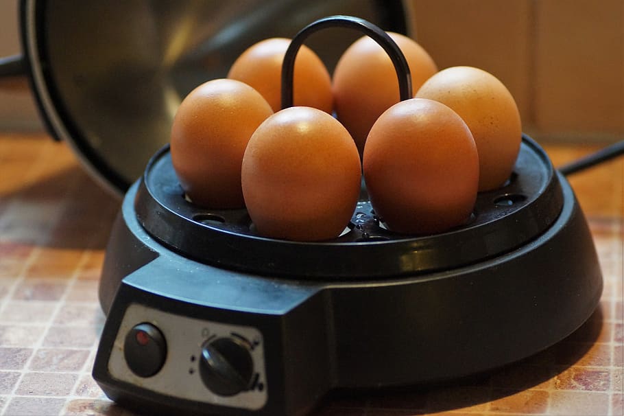 eggs, cooked, on, hard-boiled, cooker, brewed, slot machine, HD wallpaper