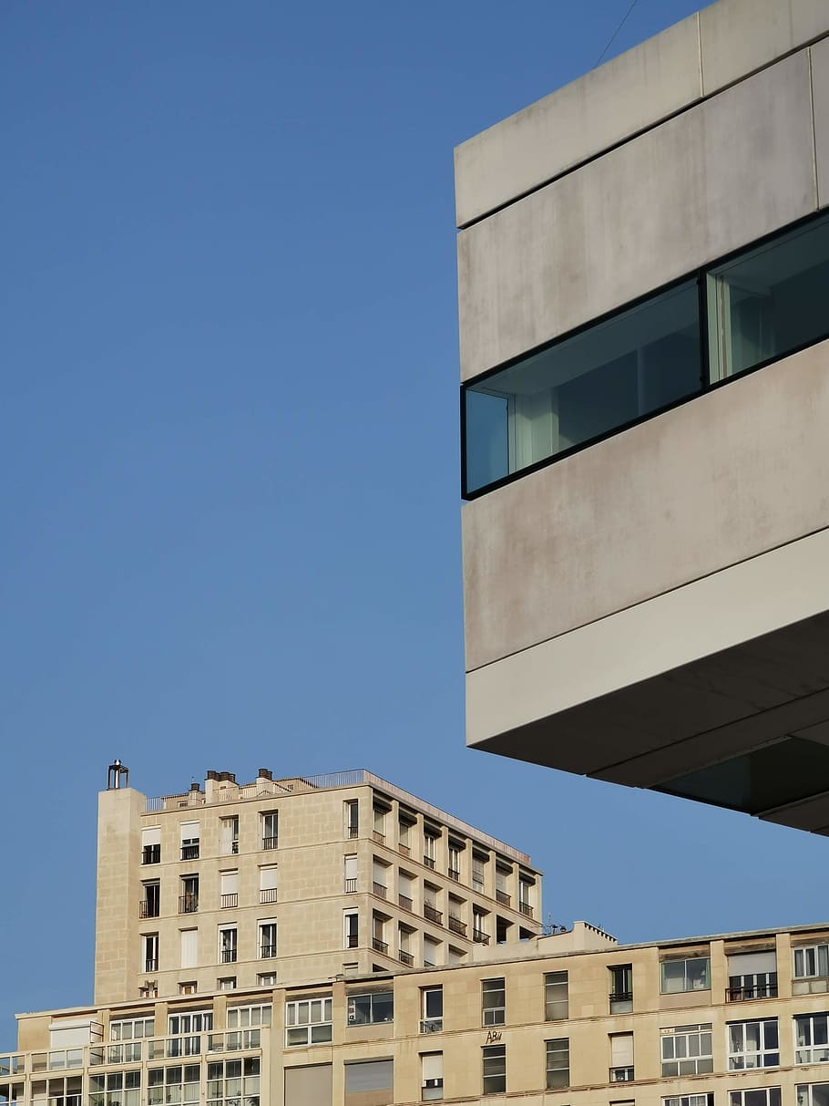 gray concrete building, office building, housing, condo, city HD wallpaper
