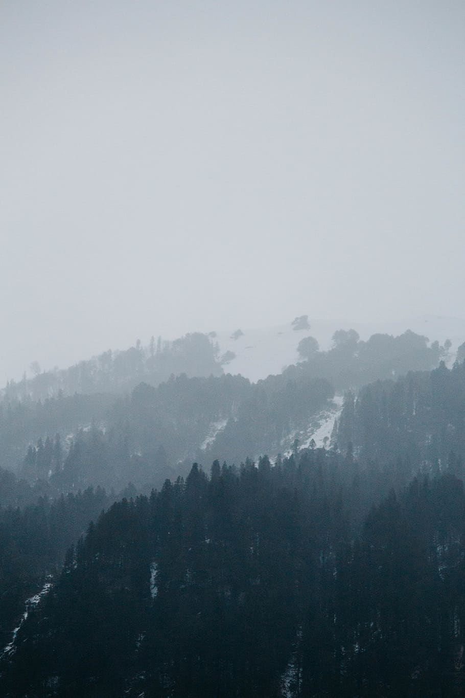 mountain during daytime, nature, weather, fog, outdoors, manali HD wallpaper