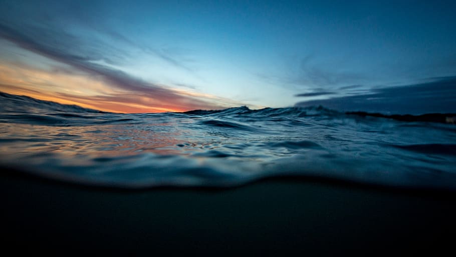 Body of Water Under Blue Sky, beach, clouds, evening, landscape HD wallpaper