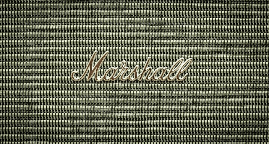 gray Marshall amplifier, home decor, logo, trademark, symbol, HD wallpaper
