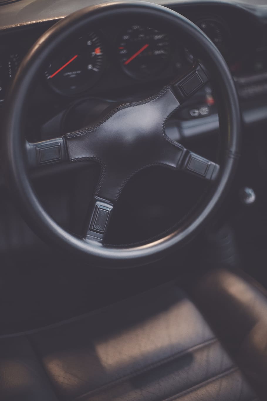 Black Vehicle Steering Wheel, automotive, car interior, console HD wallpaper
