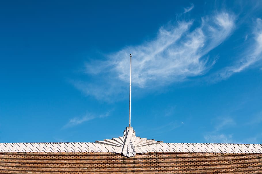 sky, clouds, building, decor, cloud - sky, roof, blue, low angle view HD wallpaper