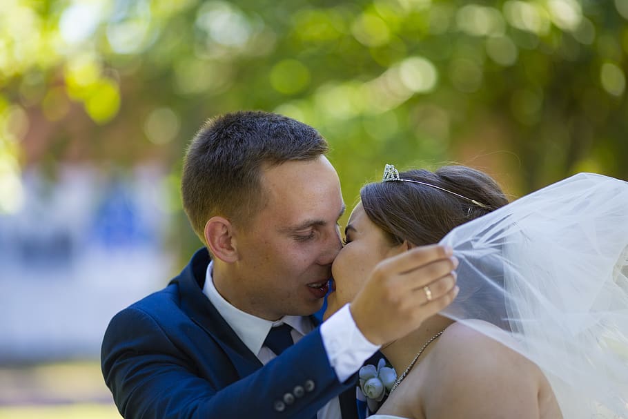 fata, bride, wedding, couple, love, dress, the groom, just married, HD wallpaper