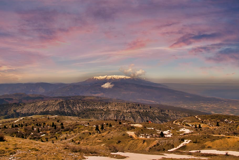 Aerial Photography of Mountain, clouds, dawn, daylight, desert HD wallpaper