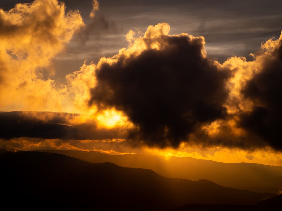 clouds during golden hour, nature, outdoors, sunlight, flare HD wallpaper