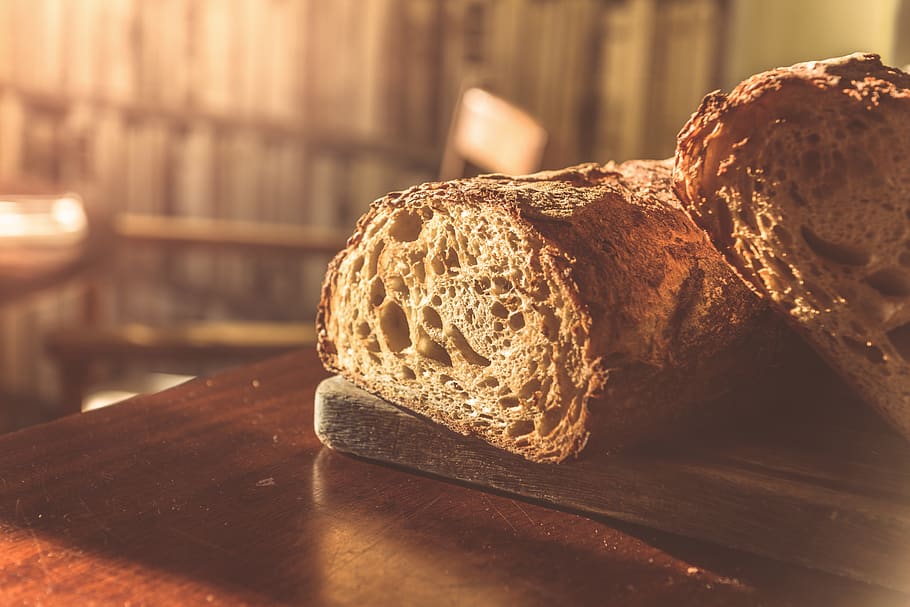 restaurant, sunlight, bread, still life, table, indoors, close-up HD wallpaper