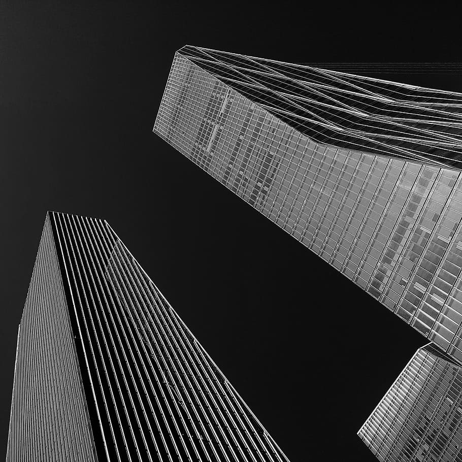 low-angle photography of gray building illustration, abstract HD wallpaper