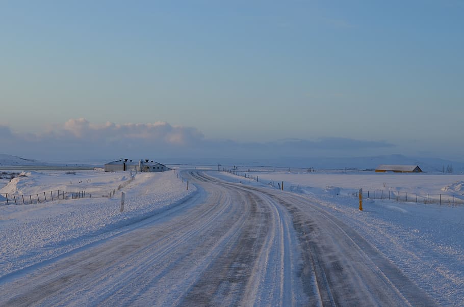 winter, snow, cold temperature, sky, covering, tire track, scenics - nature HD wallpaper