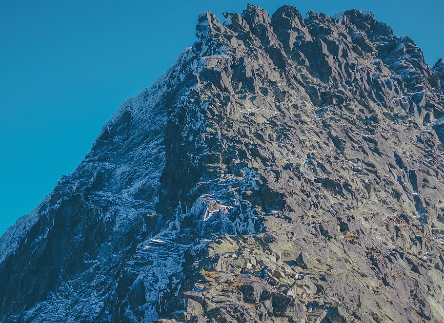 mountain, highland, blue, sky, summit, ridge, landscape, nature HD wallpaper