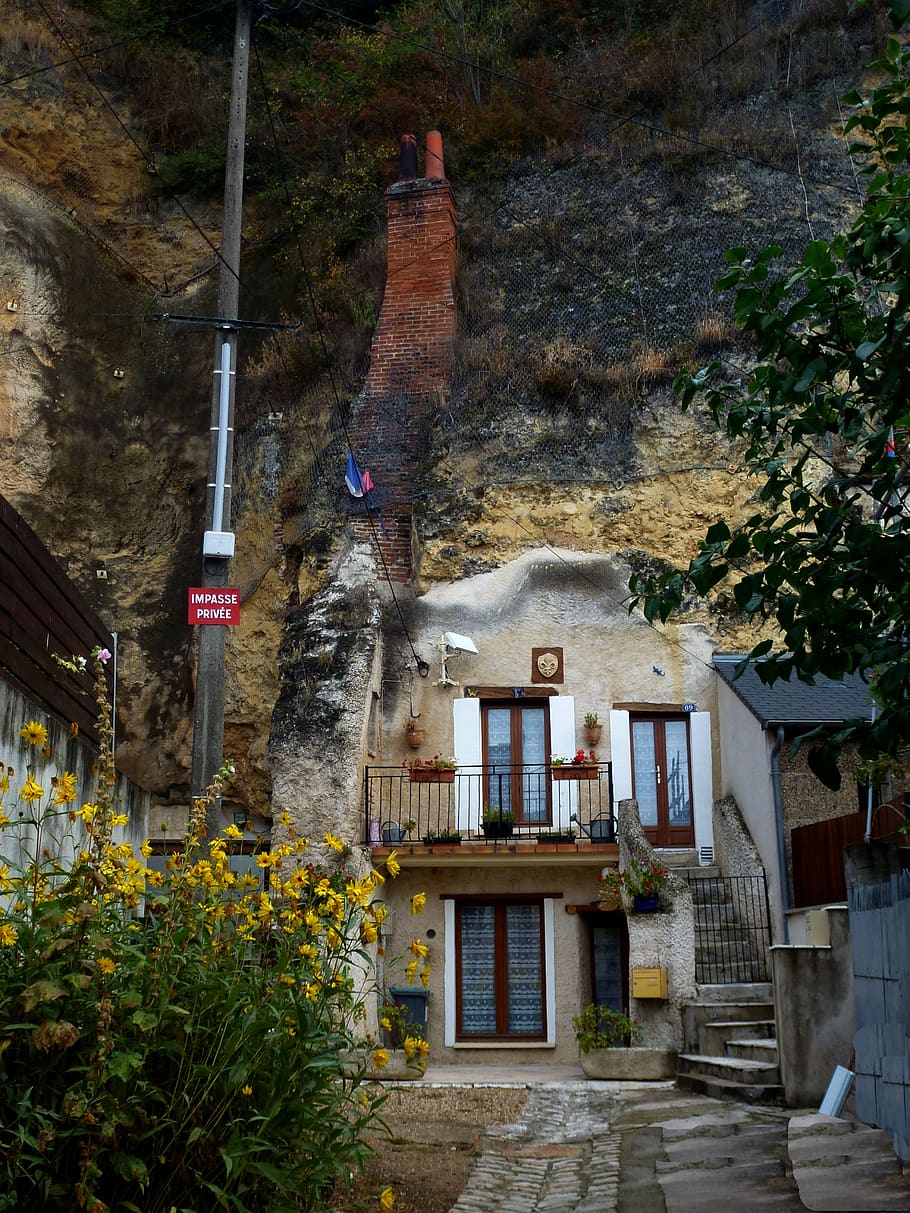 maison troglodyte, architecture, soil, facade, design, structure HD wallpaper