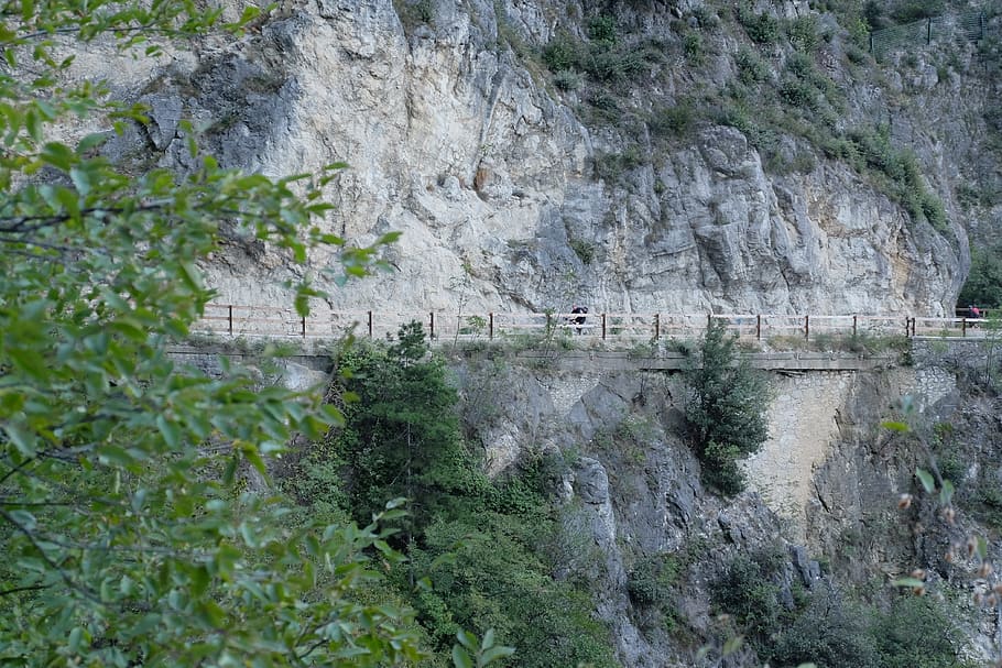 away, rock wall, steep, impassable, railing, security, steep wall HD wallpaper