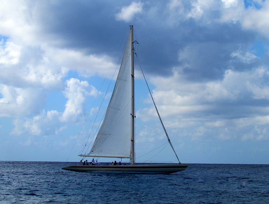 sail, sailboat, ocean, vacation, racing, sloop, caribbean, tropical, HD wallpaper