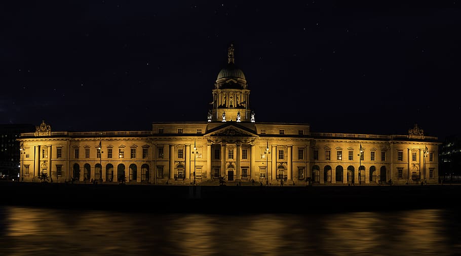 Concrete Building, architecture, baroque, dark, dublin, evening HD wallpaper