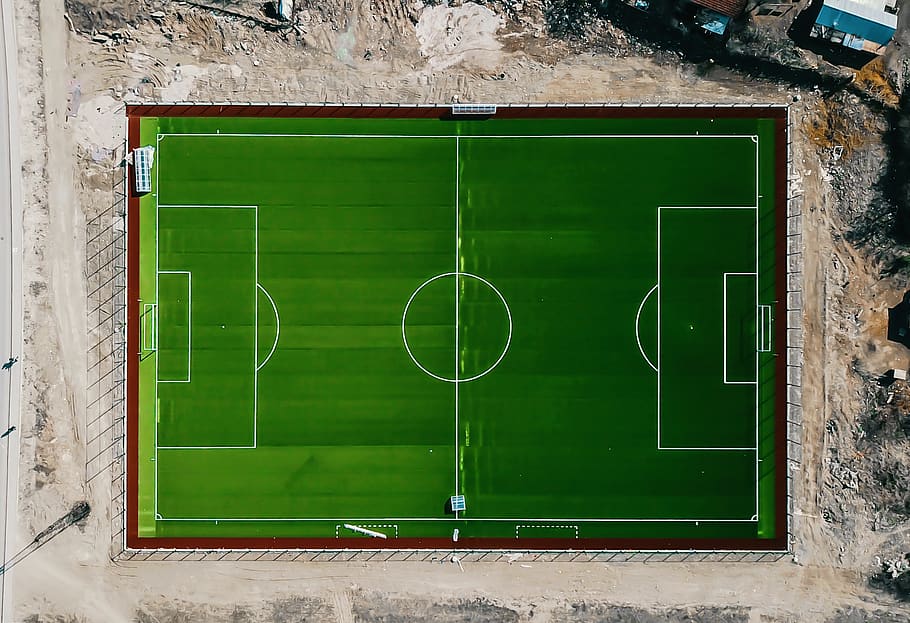 green soccer field, green color, sport, team sport, no people HD wallpaper