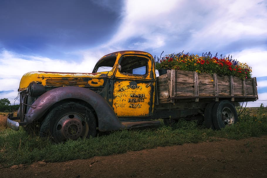 utah, united states, old car, truck, colors, landscapes, on the road, HD wallpaper