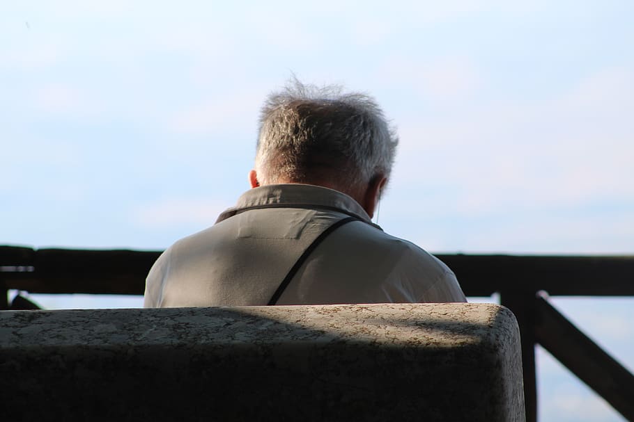 italy, frigento, rear view, one person, sky, men, real people HD wallpaper